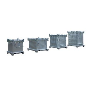 Bergungsgroßverpackungen BAUER SAG 2100, Stahlblech, feuerverzinkt, abschließbar, B 1565 x T 1365 x H 1560 mm