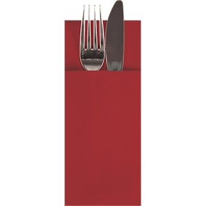 Bestecktaschen Papstar ‚Airlaid‘, 5 x 100 Stk., B 85 x H 200 mm, 1/8 Falz, Airlaid, bordeaux