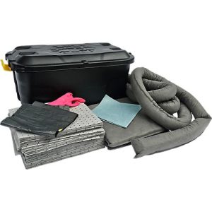 Bindemittel Notfallset, universell einsetzbar, 75 l, in fahrbarem Kunststoffkoffer mit Deckel & Griff, grau