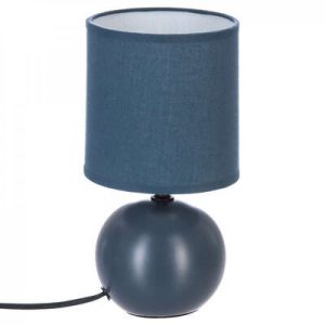 Tischlampe Sandstein Dekor mit blauem Lampenschirm. E14. 230V