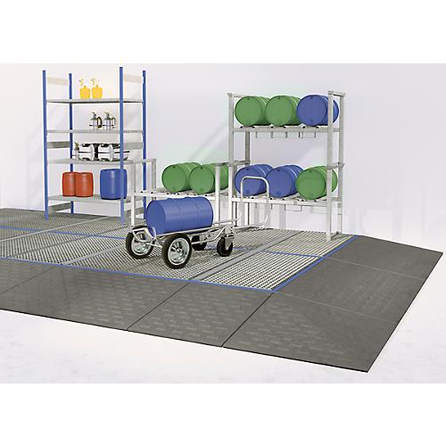 Bodenauffangwanne ASECOS, Polyethylen, 355 l Auffangvolumen, PE-Gitterrost, B 2200 x T 1500 x H 150 mm