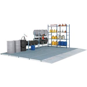 Bodenauffangwanne ASECOS, Stahl verzinkt, 170 l Auffangvolumen, B 2862 x T 1362 x H 78 mm, 450 kg Radlast Bodenauffangwanne ASECOS, Stahl verzinkt, 170 l Auffangvolumen, B 2862 x T 1362 x H 78 mm, 450 kg Radlast