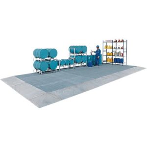 Bodenauffangwanne ASECOS, Stahl verzinkt, 40 l Auffangvolumen, B 1000 x T 500 x H 123 mm, 450 kg Radlast