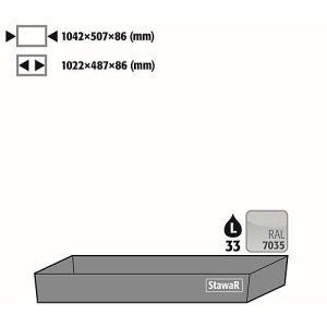 Bodenauffangwanne STAWA-R für asecos Sicherheitsschränke der Q30, Q90 und S90 Serie, Stahlblech, lichtgrau, B 1042 x T 507 x H 86 mm, 33 l