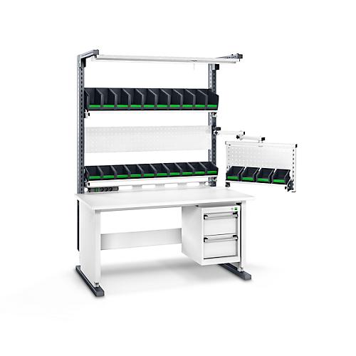 Bott Arbeitsplatzsystem Avero Komplettmodul 2, per Lochraster höhenverstellbar, HPL beschichtete Spanplatte, bis 300 kg, lichtgrau/anthrazitgrau