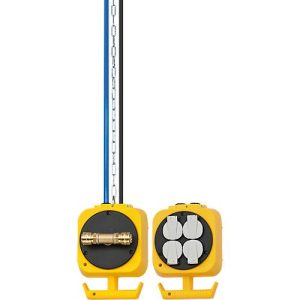 Brennenstuhl Pendel Stromverteiler, 4 Schutzkontakt-Steckdosen, 2 Einhand-Druckluft-Kupplungen, IP44, 5 m Kabellänge, Stahlkette, L 175 x B 140 x H 600 mm, gelb