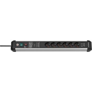 Brennenstuhl Premium-Protect-Line 6-fach Steckdosenleiste, 3 m Kabel, 60.000A Überspannungsschutz, 2 USB-Ports, eloxiertes Aluminium, schwarz/alusilber Brennenstuhl Premium-Protect-Line 6-fach Steckdosenleiste, 3 m Kabel, 60.000A Überspannungsschutz, 2 USB-Ports, eloxiertes Aluminium, schwarz/alusilber