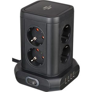 Brennenstuhl Steckdosenturm, 8-fach, 4 USB-Ladebuchsen, 45°-Anordnung, Ein-/Ausschalter, 2 m Kabel, schwarz Brennenstuhl Steckdosenturm, 8-fach, 4 USB-Ladebuchsen, 45°-Anordnung, Ein-/Ausschalter, 2 m Kabel, schwarz