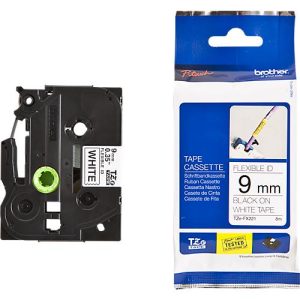 Brother Schriftbandkassette TZe-FX221, 9 mm breit, weiß/schwarz