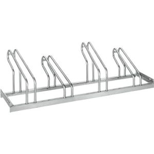 Bügelparker, 1-seitig, für Reifen bis B 55 mm, B 1400 x T 540 x H 500 mm, Stahl feuerverzinkt, 4 Einstellplätze, montiert