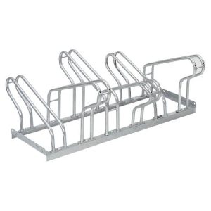Bügelparker, 2-seitig, für Reifen bis B 55 mm, B 1050 x T 3200 x H 500 mm, Stahl feuerverzinkt, 6 Einstellplätze, montiert
