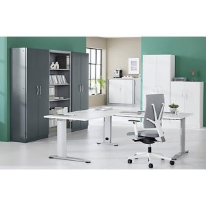 Büroschrank, 5 OH, abschließbar, mit aufliegenden Türen, B 800 mm, Verkehrsweiß Büroschrank, 5 OH, abschließbar, mit aufliegenden Türen, B 800 mm, Verkehrsweiß