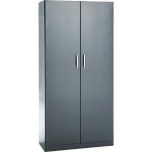 Büroschrank, 5 OH, abschließbar, mit aufliegenden Türen, B 950 mm, Basaltgrau