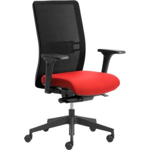 Bürostuhl WIKI, mit Armlehnen, Netz-Rücken, Gestell Kunststoff, rot
