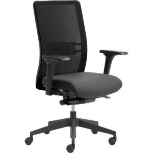 Bürostuhl WIKI, mit Armlehnen, Netz-Rücken, Gestell Kunststoff, schwarz