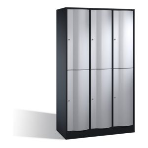 C+P Doppelstockspind Resisto, 6 Fächer, H1950xB1150xT540mm Front Weißaluminium Korpus Schwarzgrau