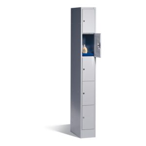 C+P Fächerschrank auf Sockel, 5 Fächer, H1950xB240xT480mm Front Lichtgrau Korpus Lichtgrau