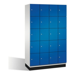 C+P Fächerschrank Cambio auf Sockel, 20 Fächer, H1950xB1200xT525mm Front Enzianblau Korpus Lichtgrau