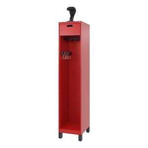 C+P Feuerwehrspind Evolo, Modell PRAKTUS, 1 Abteil, H 1950 x B 400 x T 500 mm, Füße, feuerrot RAL 3000
