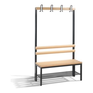 C+P Garderobenbank Basic mit Schuhrost, H1650xB1000xT403mm, Schwarzgrau/Buche