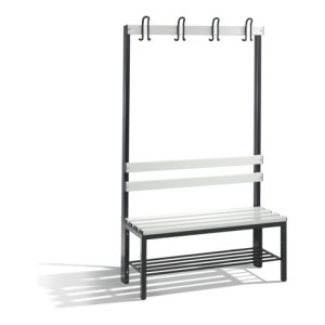 C+P Garderobenbank Basic mit Schuhrost, H1650xB1000xT403mm, Schwarzgrau/Lichtgrau
