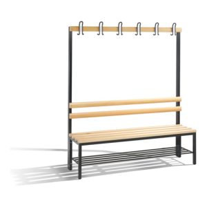 C+P Garderobenbank Basic mit Schuhrost, H1650xB1500xT403mm, Schwarzgrau/Buche