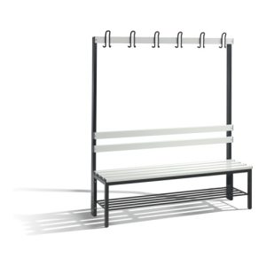C+P Garderobenbank Basic mit Schuhrost, H1650xB1500xT403mm, Schwarzgrau/Lichtgrau