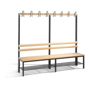 C+P Garderobenbank Basic mit Schuhrost, H1650xB1960xT403mm, Schwarzgrau/Buche