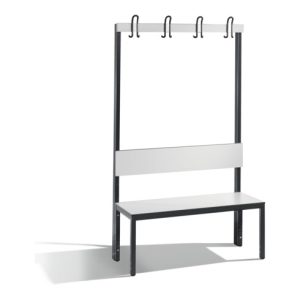 C+P Garderobenbank mit Rückenlehne, Basic Plus, H1650xB1000xT407mm, Gestell Schwarzgrau / Dekor Weiß (8060-100)