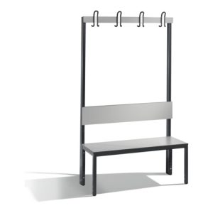 C+P Garderobenbank mit Rückenlehne, Basic Plus, H1650xB1000xT407mm, Gestell Schwarzgrau / Dekor Silbergrau (8060-100)