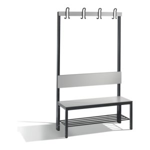 C+P Garderobenbank mit Rückenlehne, Basic Plus, H1650xB1000xT407mm, Gestell Schwarzgrau / Dekor Silbergrau (8060-110)