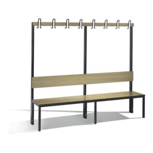 C+P Garderobenbank mit Rückenlehne, Basic Plus, H1650xB1960xT407mm, Gestell Schwarzgrau / Dekor Eiche Sereno (8062-100)