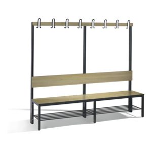 C+P Garderobenbank mit Rückenlehne, Basic Plus, H1650xB1960xT407mm, Gestell Schwarzgrau / Dekor Eiche Sereno (8062-110)