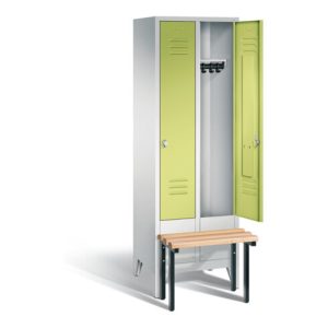 C+P Garderobenschrank Classic, H1850xB610xT500mm, Front Viridingrün, Korpus Lichtgrau, Gestell Schwarzgrau (8030-20)