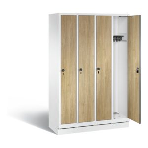 C+P Garderobenschrank Evolo, H1800xB1190xT500mm, Front Dekor Eiche Sereno, Korpus Verkehrsweiß (48020-40)