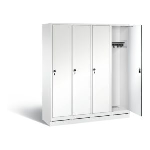 C+P Garderobenschrank Evolo, H1800xB1590xT500mm, Front Dekor Weiß, Korpus Verkehrsweiß (48020-42)