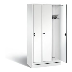 C+P Garderobenschrank Evolo, H1800xB900xT500mm, Front Dekor Weiß, Korpus Verkehrsweiß (48020-30)