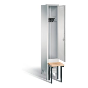 C+P Garderobenschrank Evolo, H1850xB320xT815mm, Front Lichtgrau, Korpus Lichtgrau, Gestell Schwarzgrau (48030-10)