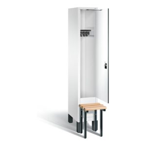 C+P Garderobenschrank Evolo, H1850xB320xT815mm, Front Dekor Weiß, Korpus Verkehrsweiß, Gestell Schwarzgrau (48030-10)