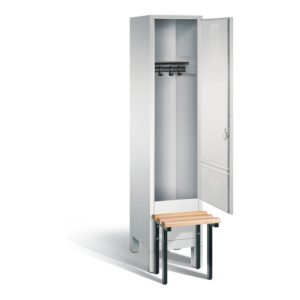 C+P Garderobenschrank Evolo, H1850xB420xT815mm, Front Lichtgrau, Korpus Lichtgrau, Gestell Schwarzgrau (48030-12)