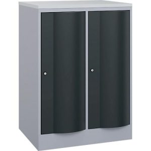 C+P Garderobenschrank Resisto, 2 Abteile, 2 Fächer, B 772 x T 640 x H 1077 mm, Weißalu/Anthrazitgrau C+P Garderobenschrank Resisto, 2 Abteile, 2 Fächer, B 772 x T 640 x H 1077 mm, Weißalu/Anthrazitgrau