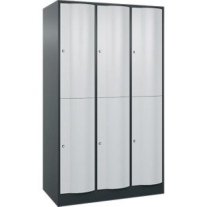 C+P Garderobenspind Resisto, 3 Abteile, 6 Fächer, B 1148 x T 640 x H 1950 mm, Anthrazitgrau/Lichtgrau C+P Garderobenspind Resisto, 3 Abteile, 6 Fächer, B 1148 x T 640 x H 1950 mm, Anthrazitgrau/Lichtgrau