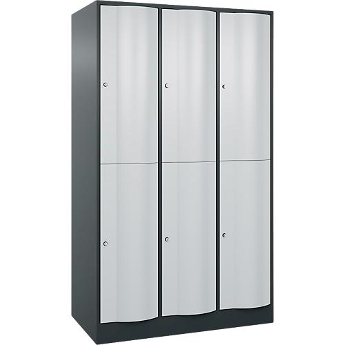 C+P Garderobenspind Resisto, 3 Abteile, 6 Fächer, B 1148 x T 640 x H 1950 mm, Anthrazitgrau/Lichtgrau