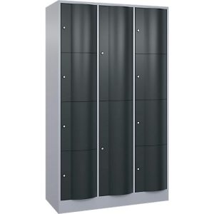 C+P Kombi-Schließfachschrank Resisto, 3 Abteile, 10 Fächer, B 1148 x T 540 x H 1950 mm, Weißalu/Anthrazitgrau C+P Kombi-Schließfachschrank Resisto, 3 Abteile, 10 Fächer, B 1148 x T 540 x H 1950 mm, Weißalu/Anthrazitgrau