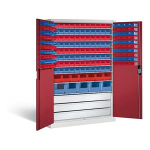 C+P Magazinschrank Acurado, H1950xB1200xT500mm, Front Rubinrot, Korpus Lichtgrau (8931-501)