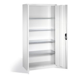 C+P Magazinschrank mit 4 Böden zur Aufnahme von Sichtlagerkästen, H1980xB1000xT420mm Front Lichtgrau Korpus Lichtgrau