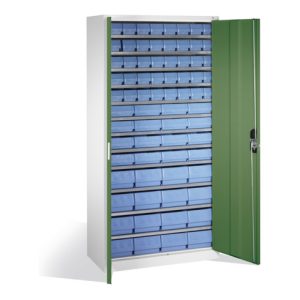 C+P Magazinschrank mit 72 Regalkästen, H1980xB1000xT420mm Front Resedagrün Korpus Lichtgrau