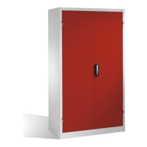C+P Magazinschrank mit 92 Sichtlagerkästen, H1950xB1100xT535mm Front Rubinrot Korpus Lichtgrau