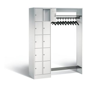 C+P Offene Garderobe Serie 8070, H1950xB1410xT480mm, Front Lichtgrau, Korpus Lichtgrau (80720-00)