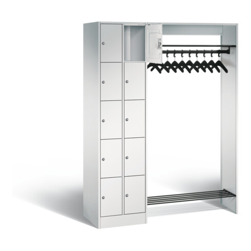 C+P Offene Garderobe Serie 8070, H1950xB1410xT480mm, Front Lichtgrau, Korpus Lichtgrau (80720-00)